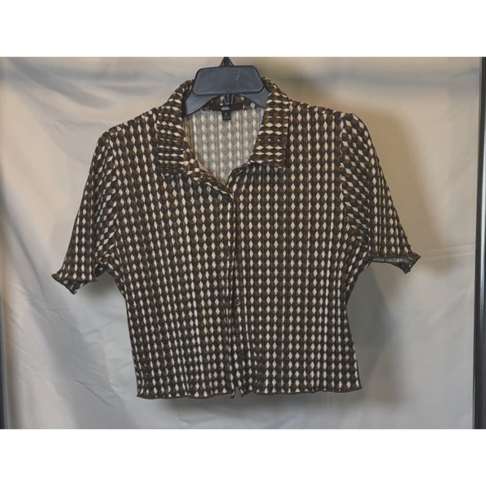 Vans Short Sleeve Cropped Button Up M